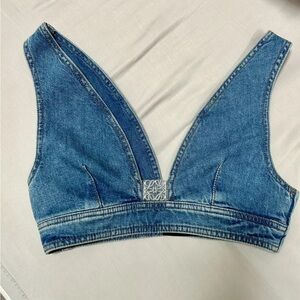 LOEWE + Paula Ibiza Anagram Denim Cropped Top SZ 34.